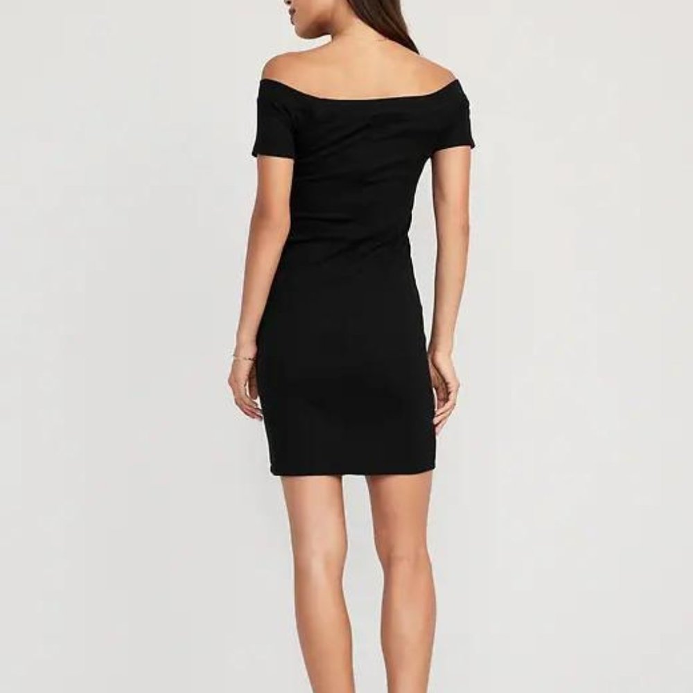 NWT Old Navy Fitted Off-The-Shoulder Rib-Knit Mini Dress for Women - Picture 6 of 6